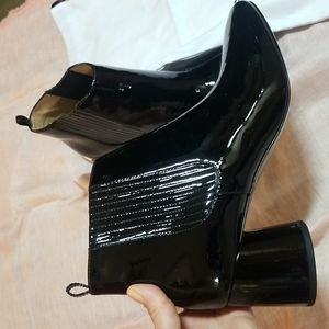 Marc Jacobs Patent Leather Square Toe Black Ankle Boots Size 40 NEW WITH DUSTBAG